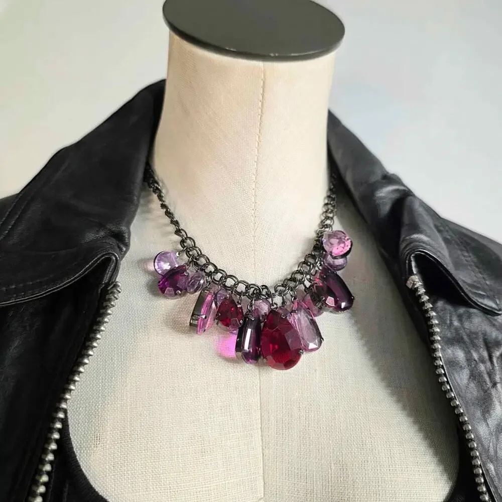 Purple Statement Necklace Whimsigoth Dark Coquette Goth Glam